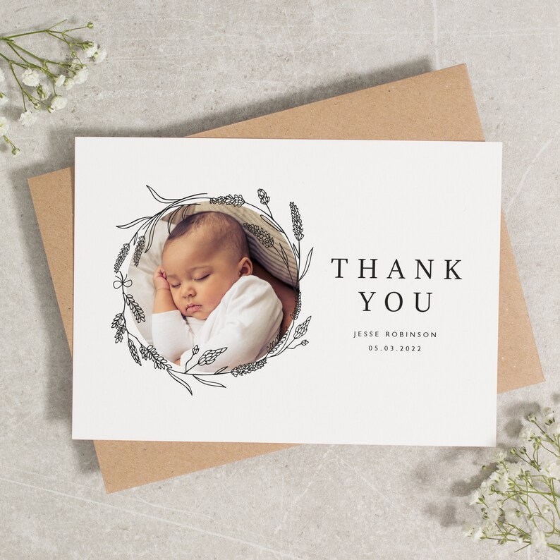 Baby Thank You Cards, Multi Photo Baby Thank You, Baby Thank You Cards With Photos, New Baby Thank You Cards, Personalised Thank You Card Jesse