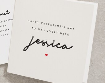 Personalised Valentines Day Card To My Lovely Wife, Custom Name Valentines Day Card, Cute Valentines Day Card for Her, Romantic Card VC037