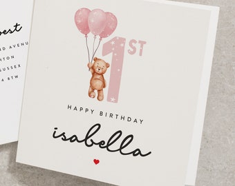 Alles Gute zum Geburtstagkarte für Tochter, personalisierte Karte zum 1. Geburtstag für Nichte, Karte zum 1. Geburtstag, Geburtstagskarte für Tochter BC1075