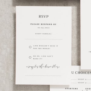 Minimal Wedding Invitations, Classic Black and White Wedding Invites with RSVP, Simple Wedding Invitation Set 'Harper' SAMPLE image 3