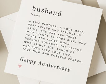 Wedding Anniversary Card For Husband, Husband Anniversary Card, Poem Wedding Anniversary Card, Anniversary Gift For Husband, For Man