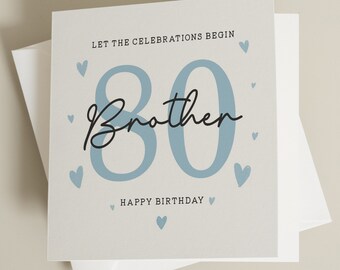 80th Birthday Brother Card, Birthday Card For Brother, 80th Birthday Gift For Brother, Eightieth Card For Brother, Brother Birthday Gift