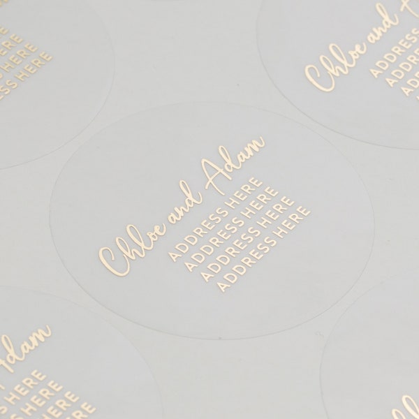 Adressaufkleber, Rücksendefolie, Kalligraphie Aufkleber, Adressaufkleber, Personalisiert, In Gold Oder Silber, 51mm, ST058