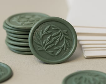 Green Wax Seal Stickers Wedding, Self Adhesive Wax Seal Stamps, UK Envelope Wax Seal Stickers, Invitation Envelope Stickers 'Foliage'