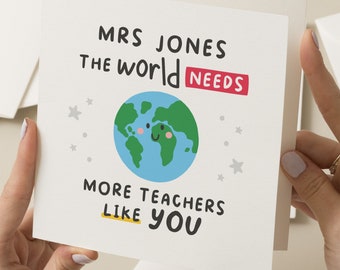 La mejor tarjeta de maestro del mundo, tarjeta de agradecimiento personalizada para maestros, regalo de fin de período para maestros, gran tarjeta de maestro, tarjeta de estudiante