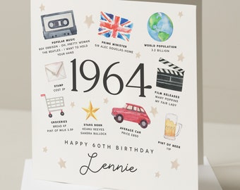 Fact 60th Birthday Card For Him, Personalised 60th Birthday Card, 60th Gift, Birthday Gift To Them, Milestone Birthday Card, Born In 1964