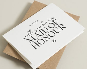 Will You Be My Maid Of Honour Wedding Card, Personalised Maid Of Honour Proposal Card, Maid Of Honour Gift, For Friend, For Sister