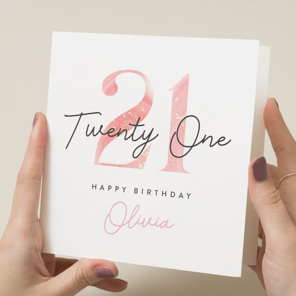 Tarjeta de cumpleaños número 21 personalizada, regalo de cumpleaños número 21, tarjeta de cumpleaños número 21 para hija, tarjeta de veintiún cumpleaños para nieta, hermana, amiga