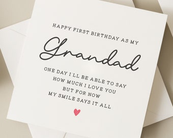 First Birthday As A Grandad Card, Poem Birthday Card For Grandad, First Birthday As My Grandad, Happy Birthday Grandad, Gift From Baby