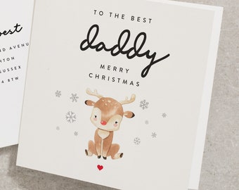 Cute Reindeer Merry Christmas Daddy Card, From Son, From Daughter, For Him Xmas Card, From The Kids, To The Best Daddy Xmas Card CC576