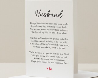 Husband Valentines Day Card, Poem Valentines Day Card For Husband, Valentines Day Card For Him, Romantic husband card, Valentine's Gift