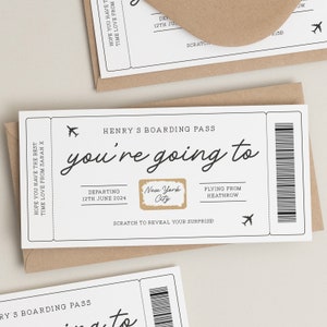 Boarding Pass For Surprise Destination, Personalised Surprise Birthday Card, Holiday Scratch Reveal Card, Birthday Gift For Him