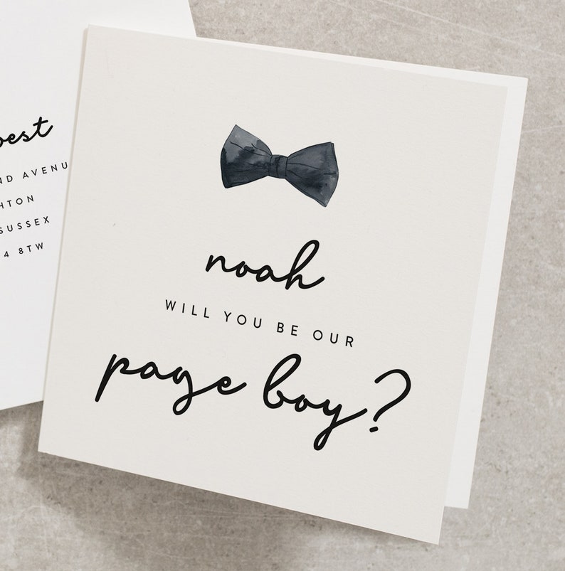 Page Boy Card, Cute Wedding Card, Will You Be Our Page Boy, Wedding Card, For Page Boy, Request, Page Boy Proposal, With Envelope WY055 image 1