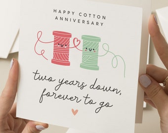 Tarjeta de aniversario de 2 años, tarjeta de aniversario para novio, tarjeta de aniversario para novia, aniversario para marido, tarjeta de aniversario