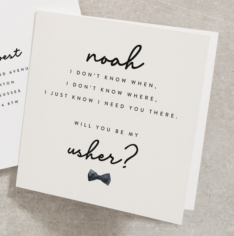 Personalized Will you be my usher 1 folded card note cards for wedding Personalized Will you be my usher 1 folded card note cards for wedding