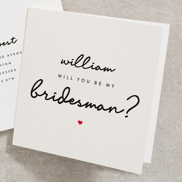 Personalised Bridesman Card, Will You Be My Bridesman, Wedding Will You Be Card, Any Name, Bridal Party, With Envelope, Request Card WY069