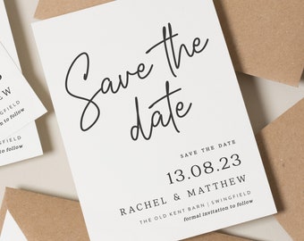 Simple Save The Dates, Minimalist Save The Date Cards, Modern Save Our Date Wedding, Wedding Cards With Envelopes