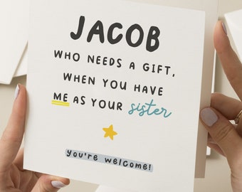 Funny Birthday Card For Brother, Personalised Happy Birthday Brother Card, Birthday Card From Sister, Brother Gift, Brother Card