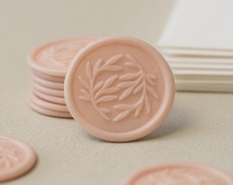 Blush Pink Wax Seal Stickers Wedding, Self Adhesive Wax Seal Stamps, UK Envelope Wax Seal Stickers, Invitation Envelope Stickers 'Foliage'