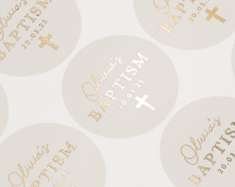 Personalised Christening Stickers, Foiled Christening/Baptism Stickers, Naming Ceremony Labels, Champagne Stickers, Custom Baptism Stickers