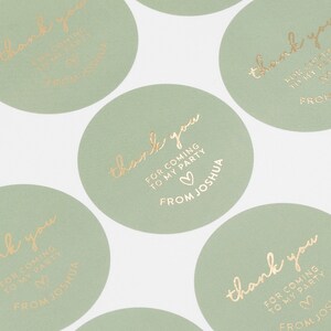 Party Favour Stickers, Thank You For Coming To My Party, Sage Green Stickers, Sweet Bag Stickers, Party Thank You Stickers, Birthday Party