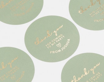 Party Favour Stickers, Thank You For Coming To My Party, Sage Green Stickers, Sweet Bag Stickers, Party Thank You Stickers, Birthday Party