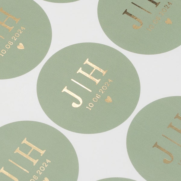 Monogram Labels, Wedding Favour Stickers, Sage Stickers, Custom Foil Stickers, Personalised Stickers, Wedding Stickers, Wedding Favours