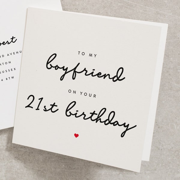 To My Boyfriend On Your 21st Birthday, Boyfriend Birthday Card 21, Twenty First Card, 21st Birthday Card For Boyfriend, For Him BC460