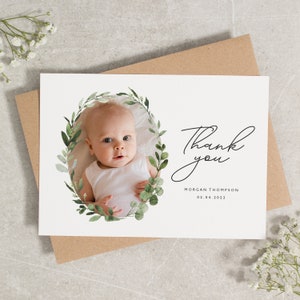 Baby Thank You Cards, Multi Photo Baby Thank You, Baby Thank You Cards With Photos, New Baby Thank You Cards, Personalised Thank You Card Morgan