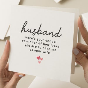 Husband Anniversary Card, Funny Anniversary Card For Husband, Romantic Birthday Card For Him, Husband Card, 1st Anniversary Card From Wife image 1