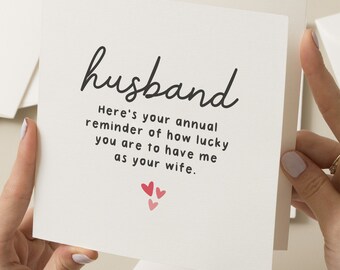 Husband Anniversary Card, Funny Anniversary Card For Husband, Romantic Birthday Card For Him, Husband Card, 1st Anniversary Card From Wife