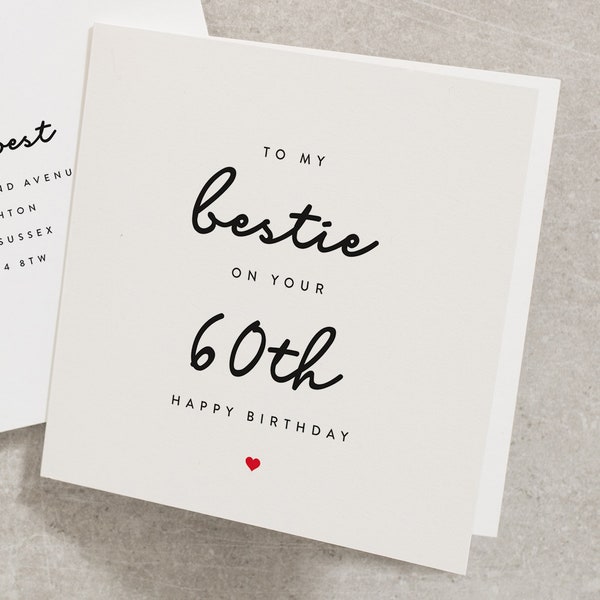 Bestie 60th Birthday Card, To My Bestie On Your 60th, Best Friend Birthday Card, 60th, 60, Friend, For Her, For Him, Sixtieth BC627