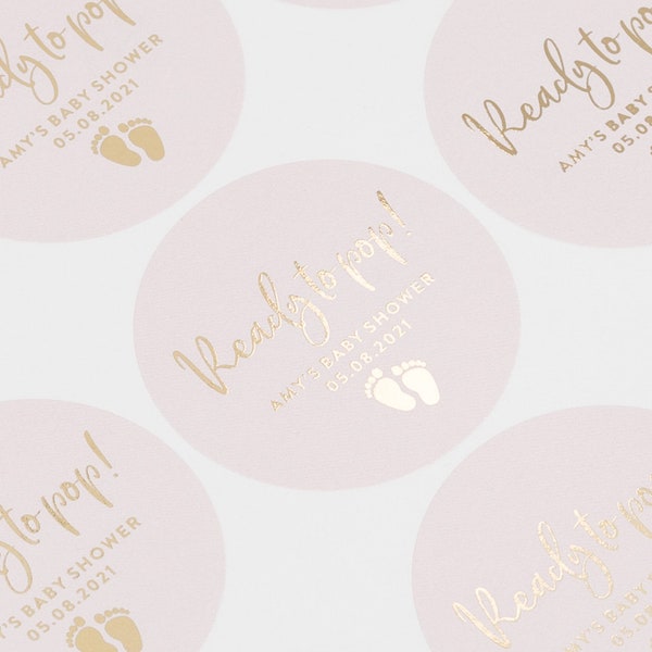 Ready To Pop Stickers, Pink Stickers, Personalised Baby Shower Favours, Custom Stickers, Gender Reveal Labels, Baby Shower Favors