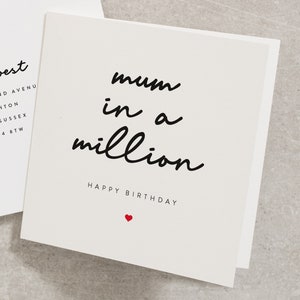 Special Mum birthday Card, Mum In A Million Card, Birthday Card Mum, For Mum, Mum UK, Mum Birthday Card BC056