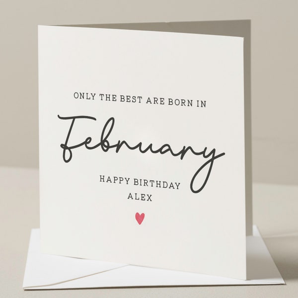 Personalised Birthday Card, February Birthday Card, Funny Birthday Card For Her, For Friend, Birthday Gift To Him, Birthday Month Card