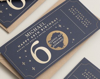 60th Birthday Gift Voucher, 60th Birthday Card, Gold Foil Scratch Card Gift Voucher, Scratch Card, Birthday Surprise Voucher, Gift Ticket