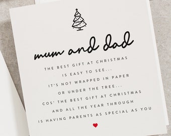 Christmas Card For Mum And Dad, Parents Christmas Card, Dad And Mum Christmas Card, Personalised Christmas Card Mum And Dad CC099