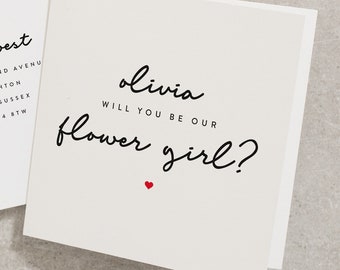 Will You Be My Flower Girl, Personalised Flower Girl Card, Any Name, Wedding Card, Flower Girl Card Proposal, Includes Envelope WY011