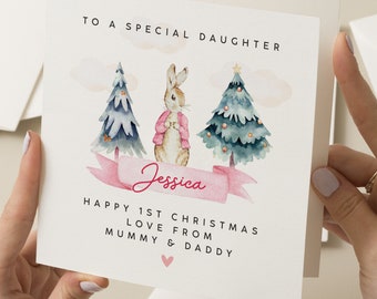 Personalised 1st Christmas Card Daughter, Special Daughter Girl Card, First Christmas Card for Daughter, Christmas Gift, Baby Girl Christmas