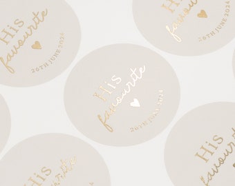 His Favourite Stickers, Cream Labels, Sweet Stickers For Wedding Favors, Sweet Bag Stickers, Wedding Sweet Bags, Foil Stickers