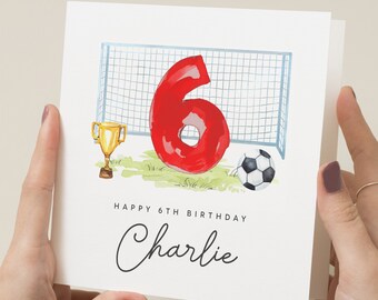 Football Birthday Card, Personalised 6th Birthday Card, Sixth Birthday Card For Son, For Nephew, 6th Birthday Card for Grandson