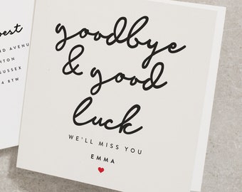 Goodbye and Good Luck On Your New Job Card, We'll Miss You Card, Personalised Good Luck On Your New Job Card, New Job Card GL007