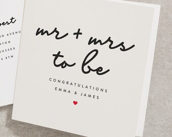 Mr + Mrs To Be Engagement Card, Congratulations Personalised Engagement Card, For New Engaged Couple Card, Engagement Card EN018