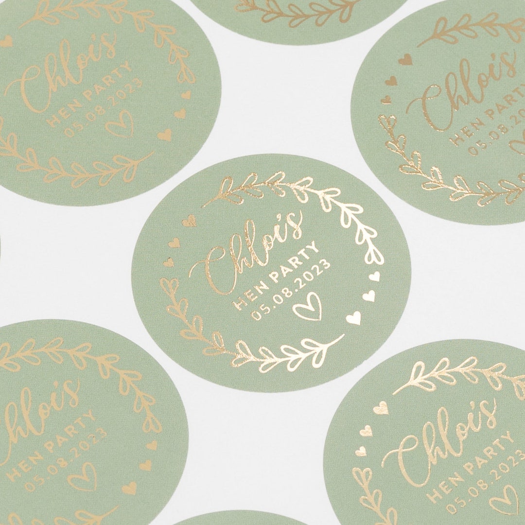 Personalised Hen Party Stickers, Sage Green Stickers, Hen Party Favour