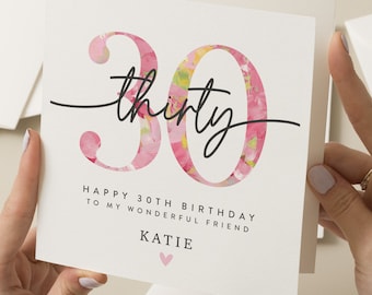 Personalised 30th Birthday Card For Friend, Best Friend Thirtieth Birthday Card For Her, 30th Birthday Card, 30th Birthday Gift For BFF