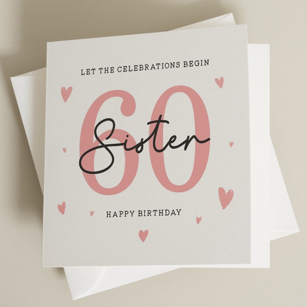 60th Birthday Sister Card, Birthday Card For Sister, 60th Birthday Gift For Sister, Sixtieth Card For Sister, Sister Birthday Gift