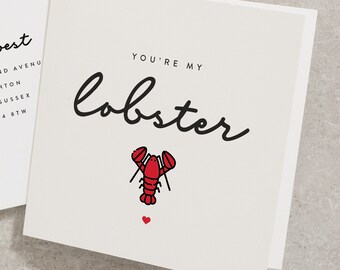 You're My Lobster Valentines Day Card for Her, Funny Anniversary Card for Him, You're my Lobster Valentines Day Card for Fiancé VC014