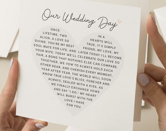 Personalised Groom Wedding Day Card, Poem Card To Groom, To My Groom On Our Wedding Day, To My Fiancé On Our Wedding Day