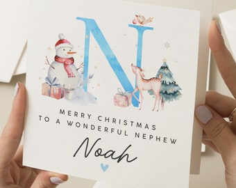 Nephew Christmas Card, Personalised Christmas Card To Nephew, Xmas Gift Boy, Card For Baby Boy Nephew, Little Boy Xmas Card, Custom Name