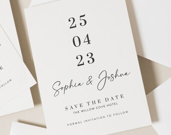 Modern Save the Date Wedding Cards, Classic Wedding Postcards, Personalised Modern Save the Dates, Wedding Announcement